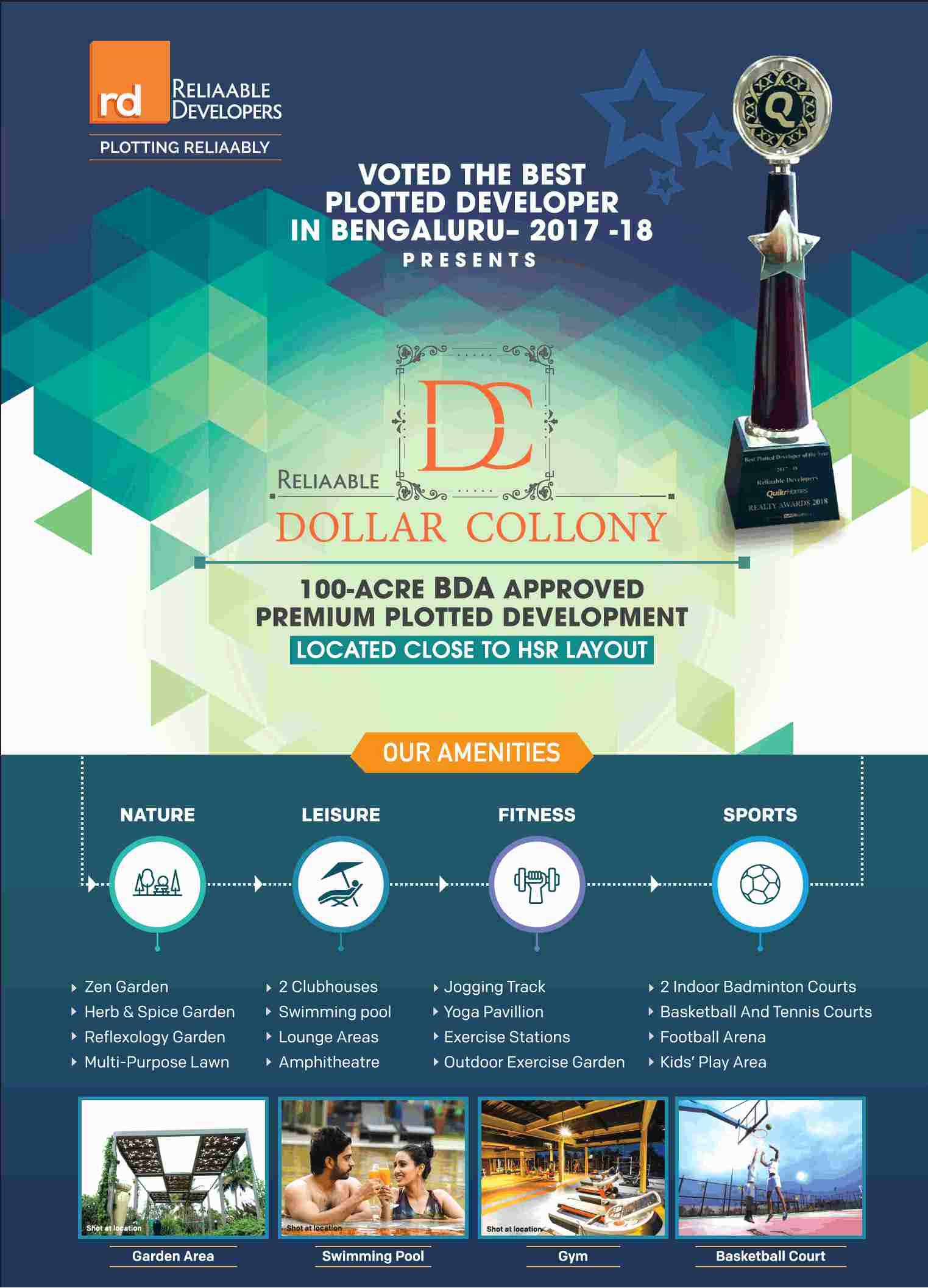 Reside in premium plotted development at Reliaable Dollar Collony in Bangalore Update